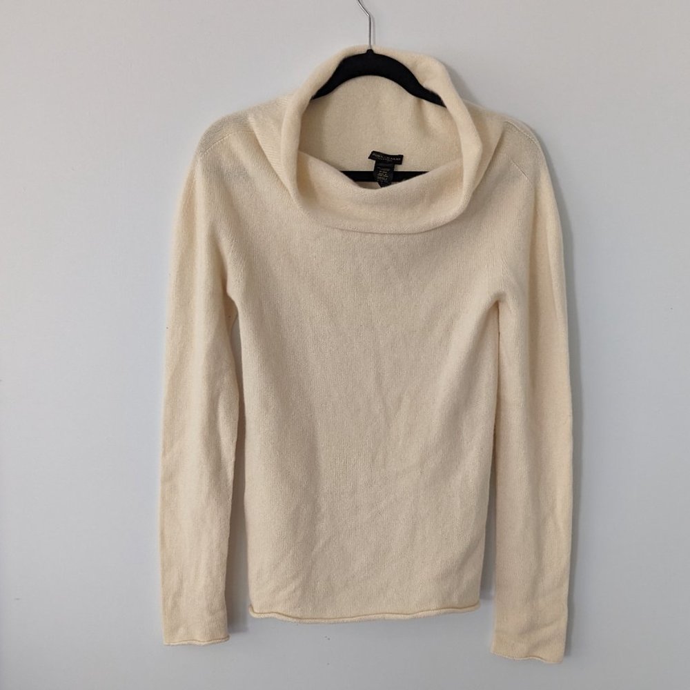 Donna Karan Ivory Cowl Neck Sweater
